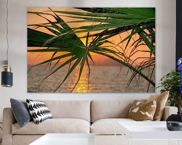 zons ondergang tussen de palmbomen by jan van Welt