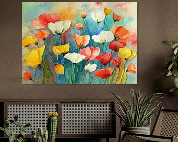 colorful poppies painting poppy by Siegfried Dahlhaus