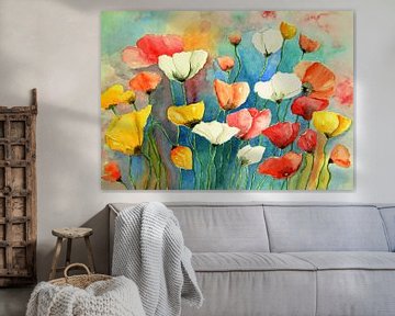 coquelicots colores pavot chou-fleur aquarelle sur Siegfried Dahlhaus