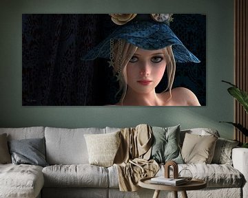 Blond girl with blue hat van Britta Glodde