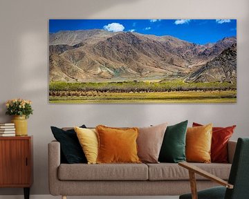 Panorama van het berglandschap in de omgeving van Gyantse, Tibet