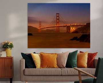 Pont du Golden Gate au coucher du soleil sur Melanie Viola