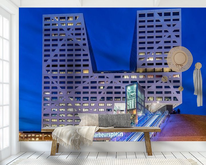 Beispiel fototapete: Stadskantoor, Utrecht in het blauwe uur von John Verbruggen