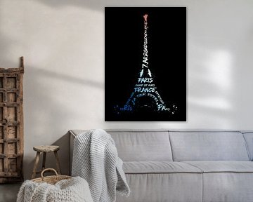 Digital-Art Eiffel Tower | National Colours van Melanie Viola