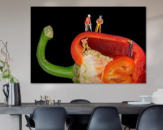 Voorbeeld van het werk in een kamer