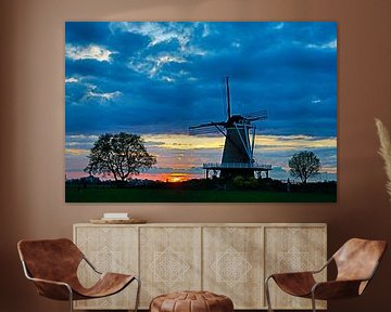 Zonsondergang bij molen by Menno Bausch