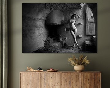 Artistic nude model in daylight at a door by Arjan Groot