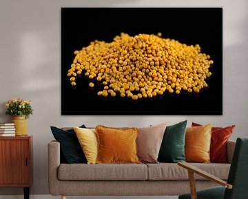 Stack of mustard seeds on a black background by Sjoerd van der Wal Photography