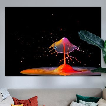 Splash! Tropfen in Milch, Tropf-Fotografie. grün