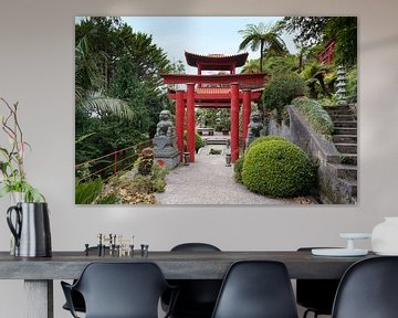 Japanese garden on maadeira island with pagoda van ChrisWillemsen