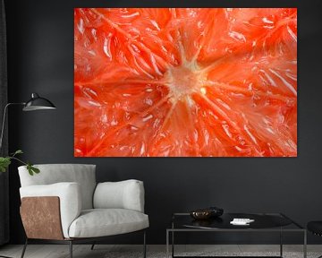 Dwarsdoornsede van een rode Grapefruit van Sjoerd van der Wal Fotografie