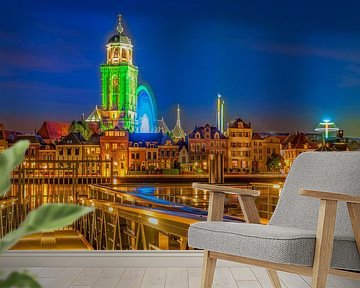 Deventer Skyline Lebuinuskerk  avond fotografie