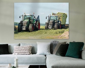 inkuilen met twee tractors