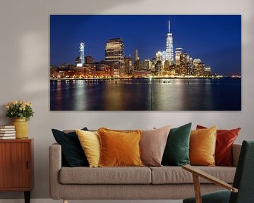 Manhattan skyline in the evening, panorama by Merijn van der Vliet