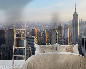 Manhattan New York met het Empire State Building voor zonsondergang, panorama van Merijn van der Vliet