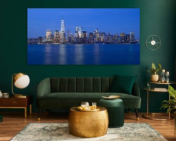 Lower Manhattan Skyline in New York in the evening, panorama by Merijn van der Vliet