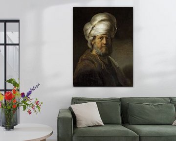 Schilderij van Rembrandt van Rijn:  Een man in oosterse kleding by Alice Berkien-van Mil