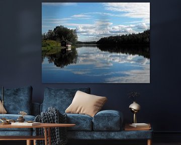 Immeljarvi lake near Levi with nice reflections on the water surface