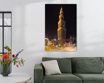 Martinitoren nachtfoto te Groningen van Anton de Zeeuw
