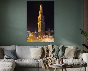 Martinitoren nachtfoto te Groningen van Anton de Zeeuw