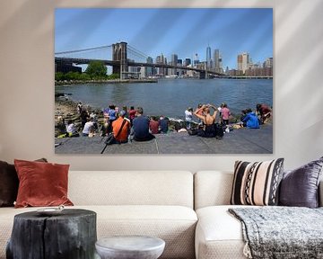 Brooklyn Bridge in New York as seen from Brooklyn Bridge Park by Merijn van der Vliet