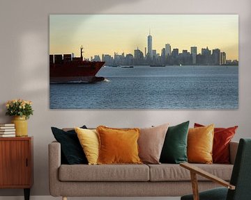 Manhattan skyline in de ochtend gezien vanaf Staten Island, panorama van Merijn van der Vliet
