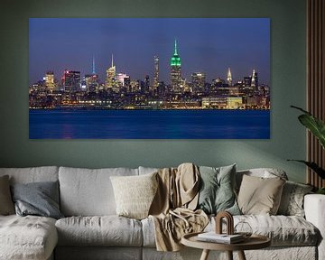 New York Skyline in de avond - Midtown Manhattan, panorama