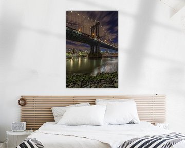 New York Skyline - Manhattan Bridge and Brooklyn Bridge 2016 (1) by Tux Photography