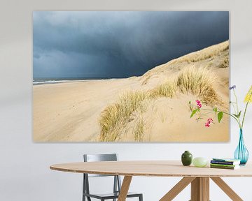 Sturmwolken über dem Strand von Texel von Sjoerd van der Wal