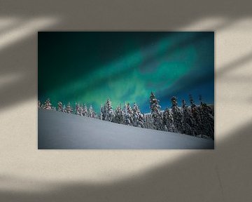 Landschaft der Nordlichter in Finnland von Hans Kluppel