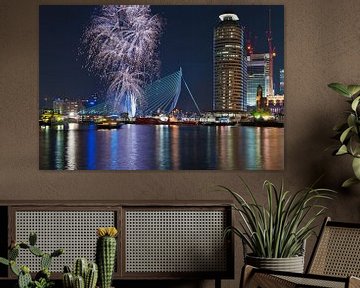 Feuerwerk! Rotterdam / Erasmusbrücke von Rob de Voogd / zzapback