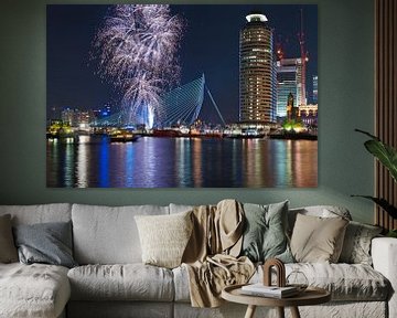Fireworks! Rotterdam / Erasmus Bridge by Rob de Voogd / zzapback