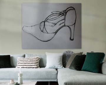 Nice elegan Lady Shoe, drawn in coalchark