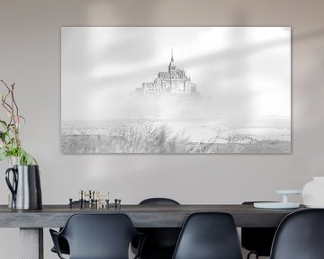 De Mont Saint-Michel Frankrijk Zwart wit