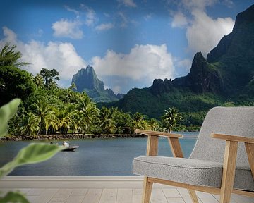 Volcanic landscape on green Moorea by iPics Photography