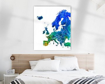 Kaart van Europa in Aquarel van WereldkaartenShop
