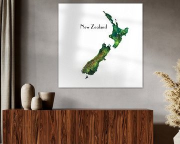 Neuseeland - Karte in Aquarell - Retro von WereldkaartenShop