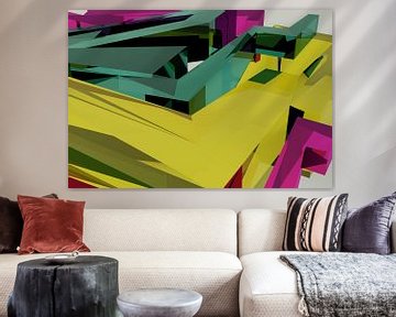 Tha Maze 6-2-6 (on White) von Pat Bloom - Moderne 3D, abstracte kubistische en futurisme kunst