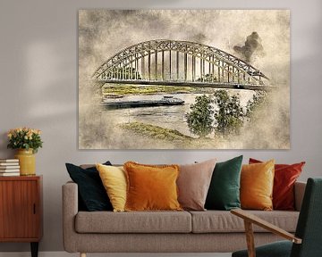De Waalbrug bij Nijmegen oude stijl van Art by Jeronimo