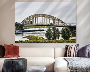 Die Waalbrücke bei Nijmegen (Kombination HDR und Malerei) von Art by Jeronimo
