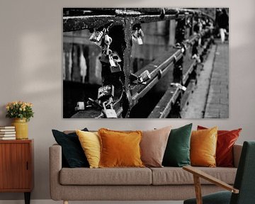 Lovelocks on bridge Amsterdam by Sanneke van den Berg
