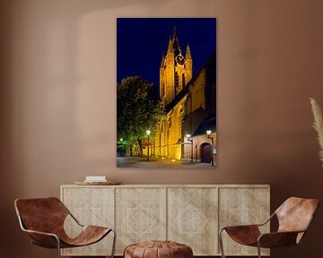 Nachtfoto Oude Kerk Delft van Anton de Zeeuw