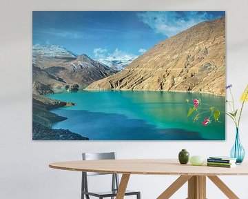 View of the mountains at the Yamdrok Lake, Tibet by Rietje Bulthuis