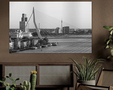 The Erasmus Bridge with MS Rotterdam in Rotterdam by MS Fotografie | Marc van der Stelt