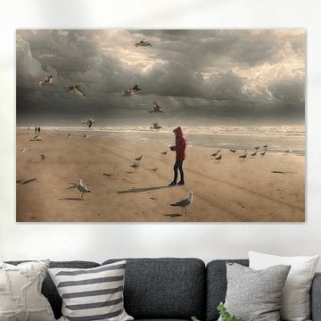 Strand  zee en meeuwen