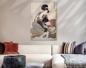 Zwei Frauen mit Kind (Stillen), Kitagawa Utamaro