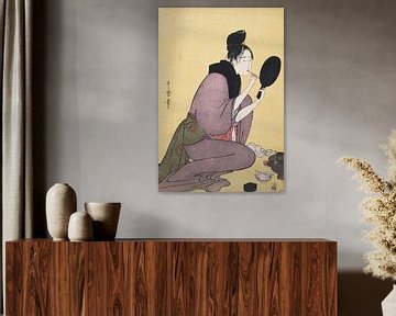Kuchi-beni] = [Painting the lips], Kitagawa, Utamaro (1753?-1806), (Artist), Date Created: ca. 1793-