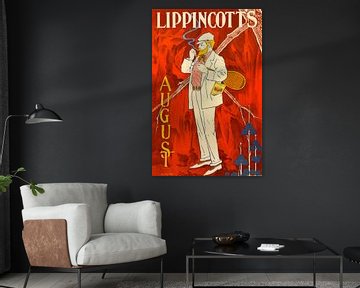 Vintage poster for le Revue Lippincott's Magazine August, William L. Carqueville or Will Carqueville