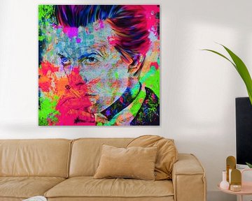 Motiv Porträt David Bowie Summer Splash - Neon Green Pink van Felix von Altersheim