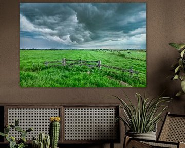 Donkere wolken boven de weilanden in de polder van Sjoerd van der Wal Fotografie